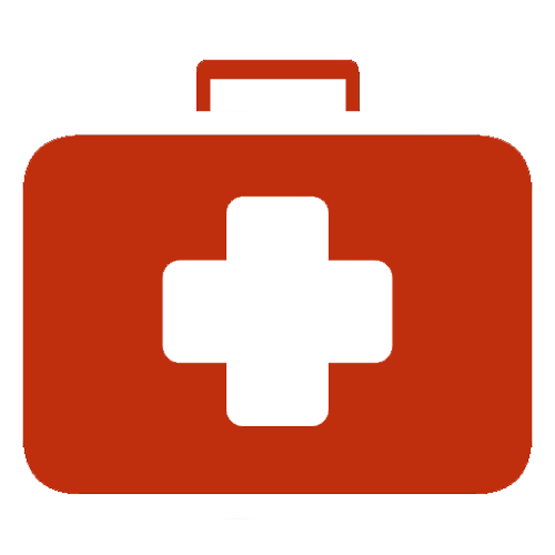A red first aid kit icon, symbolizing precision in emergency care, on a white background.